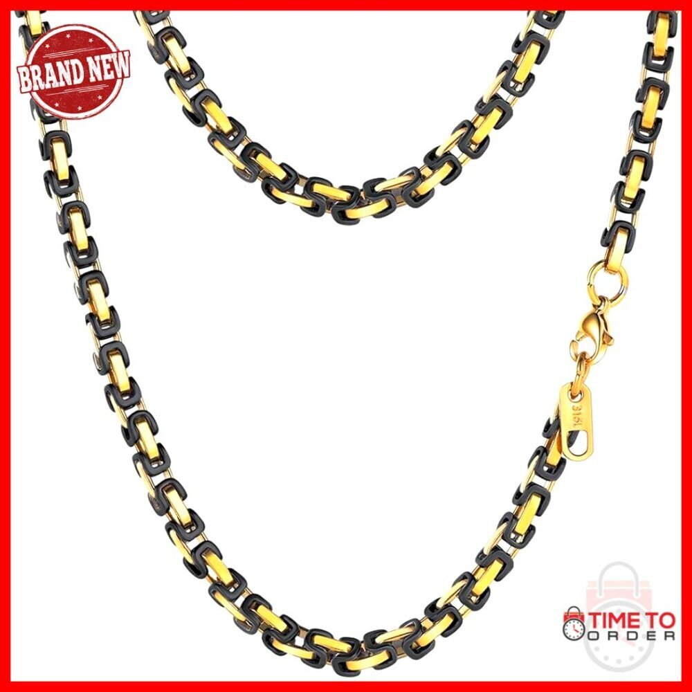 Stainless Steel Byzantine Chain Necklace 30 Inch 4mm Hypoallergenic